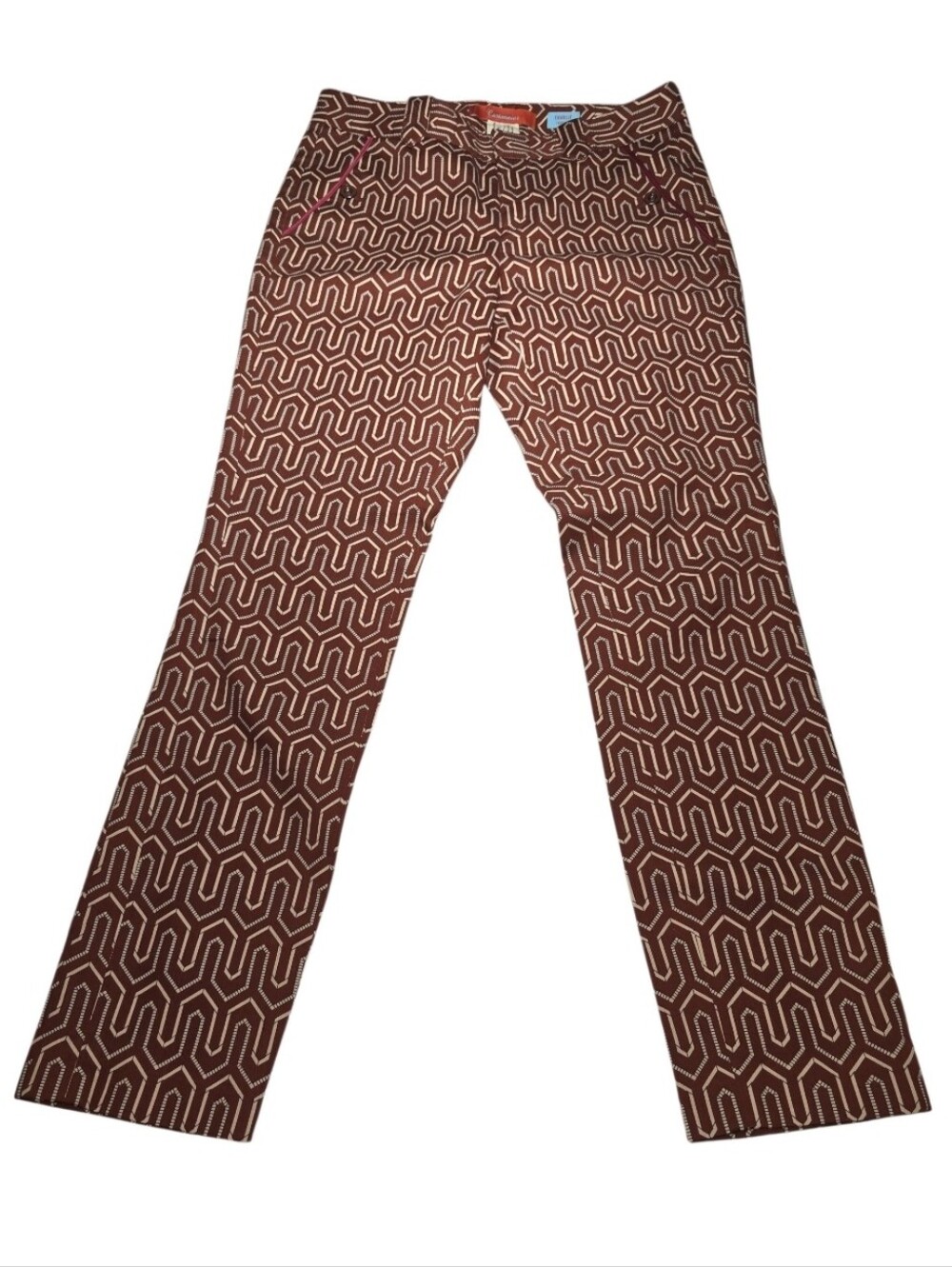 Anthropologie Cartonnier Charlie Trouser Brown Geometric Slim Dress Pants Size2